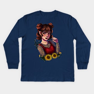 Sunflower Witch Kids Long Sleeve T-Shirt